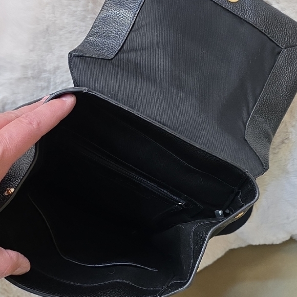 NWOT Nordstrom Black Pebbled Leather Backpack - Picture 4 of 7